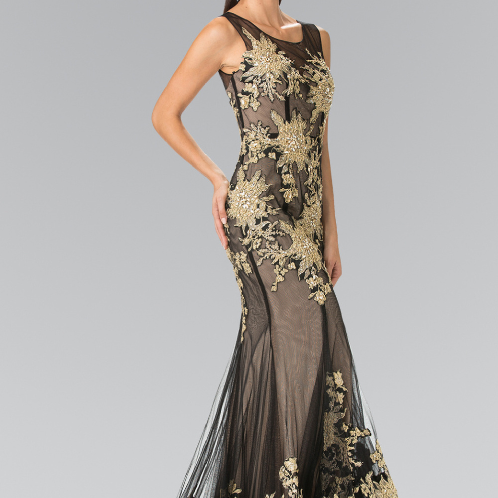NEW BLACK /NUDE Sleeveless Floor-Sweeping Long Prom Dress GL2335